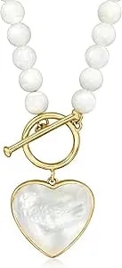 Ross-Simons Mother-Of-Pearl Heart Toggle Necklace In 18kt Gold Over Sterling