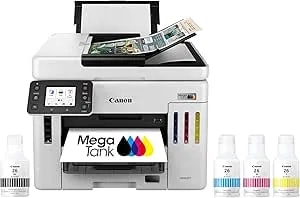 Canon Megatank GX7120 Wireless All-In-One Printer, Print, Copy, Scan And Fax With 2.7" LCD Touch Screen And Auto Document Feeder, White