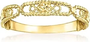 Ross-Simons Italian 14kt Yellow Gold Rope-Edge Station Ring