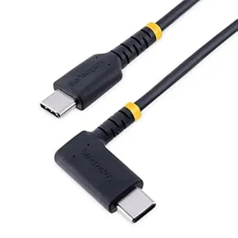 Startech.Com 1ft (30cm) Usb C Charging Cable Right Angle - 60w Pd 3a - Heavy Duty Fast Charge Usb-C Cable - Usb 2.0 Type-C - Rugged Aramid Fiber - Usb Charging Cord (r2ccr-30c-Usb-Cable)