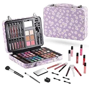 Hot Sugar Makeup Kit For Teenager Girls 13-15, All In One Beginner Makeup Kit For Women Full Kit, Teen Makeup Kit Cosmetic Gift Set On Birthday Christmas(Purple Daisy)