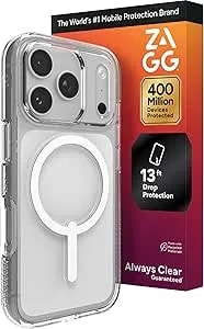 Zagg Crystal Palace Case For Iphone 17 Pro - Clear, Drop Protection (13ft/4m), Clearguard Anti‑Yellowing & Scratch‑Resistant, Magsafe & Wireless Charging Compatible