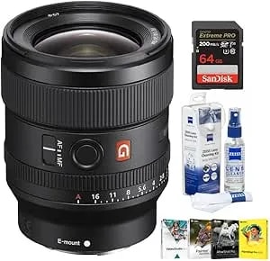 Sony Alpha Fe 24mm F/1.4 Gm Lens Bundle With The Corel Photo, Video, And Art Suite, Lens Cleaning Kit, And 64gb Extreme Pro Sdxc Uhs-I Memory Card (4 Items)