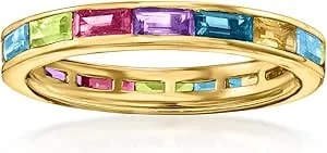 Ross-Simons 1.70 Ct. T.W. Multi-Gemstone Baguette Eternity Band In 18kt Gold Over Sterling