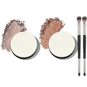 Braevne Eyeliner & Eyeshadow, Braevne Eyeshadow,Buildable, Shimmering Metallic Eyeshadows,High Pigment Waterproof Monochrome Eyeshadows,With Double-Ended Eyeshado Brush (01+02)