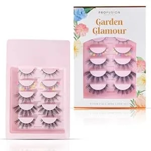 Profusion Cosmetics Petal Perfect Garden Glamour 5 Pair Faux Mink Lash Set, Featuring 5 Lash Styles, Wispy Eyelashes To Achieve Eye Catching Look