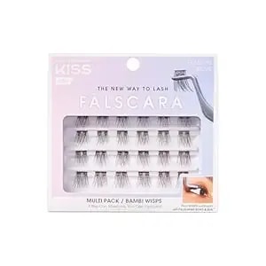 Kiss Falscara False Eyelashes Wisps Multipack, Bambi, Diy, Natural, Ultra Glam, Invisible, Rewearable 3x, Buildable & Customizable, Easy To Apply, Split Lash Tip - 24 Wisps