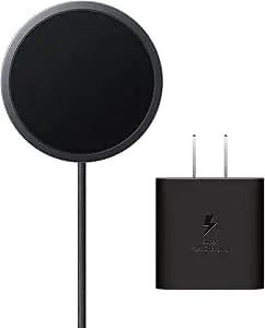 Samsung Galaxy Magnet Wireless Charger With 45w Power Adapter, Cordless Super Fast Charging, Powerful Design, Built-In Magnets, No-Slip Surface, Dark Gray