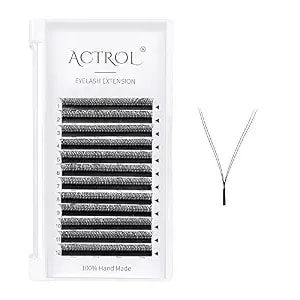 Actrol Yy Lashes Extension Professional Grade Black 0.05mm C Curl 9mm Volume Individual Yy Eyelashes Extension Y Shaped Soft Eyelashes Thin Root Easy Fan Making For Lash Artists