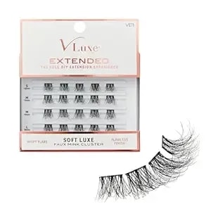 Vluxe Soft Luxe Faux Mink Lash Cluster, 12-16mm Seamless Diy Lash Extensions, Volume & Wispy Fans, Luxurious Soft Fibers, Ultra Comfort False Eyelashes With Lightweight Thin Band For Natural Blending
