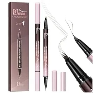 2 Pack Eyebrow Pen, Waterproof Microblading Eyebrow Pencil, 2-In-1 4 Tip Eye Brow Makeup Pen For Women With Precise Curved Brush-Tip Create Natural Hair-Like Brows, Last All-Day (Dark Brown)