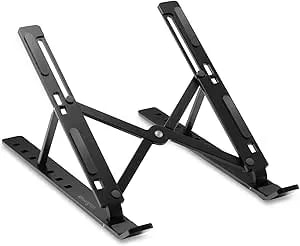 Kensington Portable Laptop Stand, Collapsible Aluminum Laptop Riser, Height Adjustable Laptop Cooling Stand For Up To 16", Lightweight 0.53lbs Stand For Macbook Air/Pro, Dell Xps, Lenovo, Hp, k50406ww