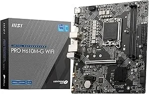 Msi Pro h610m-G Wifi Motherboard, Micro-Atx - Supports Intel Core 14th, 13th And 12th Gen Processors, Lga 1700 - ddr5 Memory Boost 5600mhz/Max, Pcie 4.0 x16 Slot, M.2 gen3, Wi-Fi 6e, Bt 5.3
