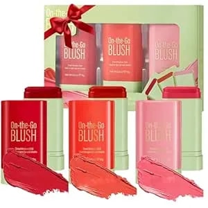 3pcs Cream Blush Stick Set - 3-In-1 Makeup Highlighter & Blush For Cheeks Lips Eyes, Waterproof Long-Lasting Nude Shades, Natural Finish Multi-Use Makeup Stick, Gift For Women & Girls