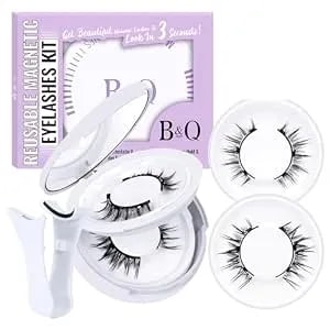 B&Qaugen Reusable Magnetic Lashes Magnetic Eyelashes Natural Look False Eyelashes With Applicator Easy To Wear And Remove Glue-Free PestañAs MagnéTicas