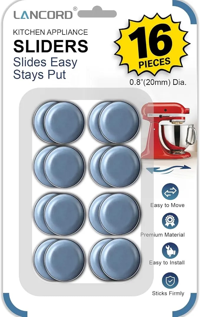 Small Appliance Sliders For Countertop, 16 Pcs Kitchen Sliders - Self-Adhesive Ptfe Slider Pads, Kitchen Appliance Slider Fit Stand Mixer, Coffee Maker, Air Fryer, Blender