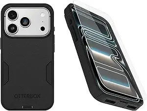 Otterbox Iphone 17 Pro (Only) Bundle: Commuter Series Magsafe Case & Screen Protector - Black - Built-In Magnets - Thin & Protective - With Port Protection