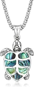Ross-Simons Abalone Shell Bali-Style Turtle Pendant Necklace In Sterling Silver. 18 Inches
