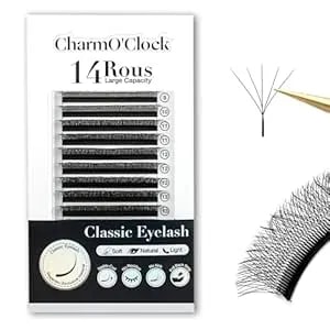 Charmo'Clock 5d Volume Lash Extension D Curl 8-16mm Mixed Length Premium Cashmere Lash Extensions Super Matte Black Finish For Professional Eyelash Extension Technicians(5d D 8-16mm)