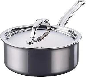 Hestan Nanobond Molecular Titanium Saucepan With Lid, 2-Quart - Pfas-Free Stainless Steel, 4x Stronger, 1050°F Oven Safe, Induction Compatible, Handcrafted Italy