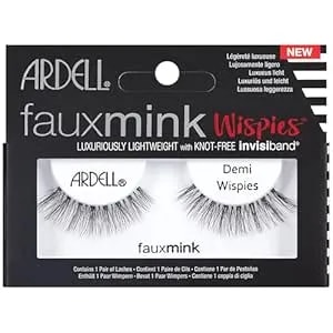 Ardell Faux Mink Demi Wispies False Eyelashes – Natural Wispy Lashes With Invisiband, Reusable Lash Strips, 1 Pair