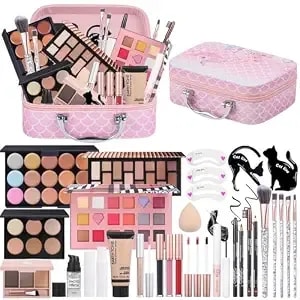 Makeup Kit For Girls, Makeup Set For Teen Beginners, Make Up Gift Set For Women With Makeup Box, Eyeshadow Palettes, Foundation, Concealer, Brushes Set (Colors 18)