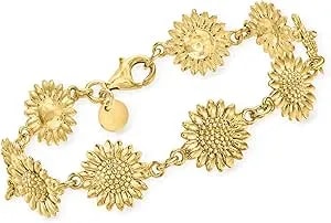 Ross-Simons Italian 18kt Gold Over Sterling Sunflower Bracelet