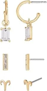 Amazon Essentials Yellow Gold Plated Brass Birthstone Stud And Hoop Set Earrings