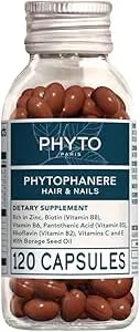 Phyto PhytophanèRe Hair Growth Supplement For Women & Men - Biotin, Zinc & Vitamin b6 For Thicker, Stronger Hair & Nails - 120 Capsules, 2-Month Supply