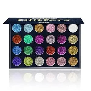 Aolailiya 24 Color Pressed Glitter Eyeshadow Palette - Mineral Ultra Shimmer Makeup Palette Eye Shadow Powder Long Lasting Waterproof