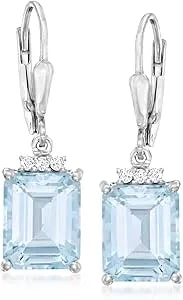 Ross-Simons 7.75 Ct. T.W. Sky Blue Topaz Drop Earrings With .10 Ct. T.W. White Topaz In Sterling Silver