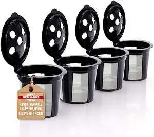 Reusable K Cups For Keurig Supreme & K Duo Gen 2 By Purehq - Coffee Pods - 4 Refillable 5 Hole Kcup Stainless Steel Mesh Filters For Ground Coffee - Also Fits K-Supreme Plus, K-Slim, K-Brew Chill