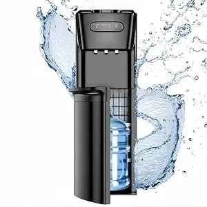 Bottom Loading Water Cooler Dispenser，3 Temperature Settings - Hot, Cold & Room, Empty Bottle Indicator, Child Safety Lock, Ideal For Office, Home, Living Room, Matte Black