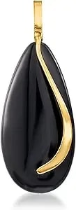 Ross-Simons Onyx Teardrop Pendant In 14kt Yellow Gold