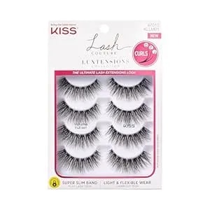 Kiss Lash Couture Luxtensions Collection False Eyelashes Multipack, 'Volume Full Set', 14 Mm, Super Slim Band, Light & Flexible Wear, Flat Lash & Laser Cut Technology, Includes 4 Pairs Of Strip Lashes