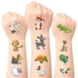 Tattoos For Kids Funny Cartoon Animals, Azheeuiy 10 Sheets Kids Tattoos Skin-Friendly Temporary Tattoo, For Girls And Boys Children'S Birthday Party Party Favors, Teachers Reward With Tattoo Stickers