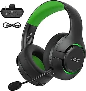 Acer Wireless Gaming Headset For Xbox Series X - S & Xbox One, Bluetooth 5.4 Headphones With Noise Canceling Mic, 3D Surround Sound, 40H Battery, Compatible With PC, PS5, Switch, Mac - Black Green