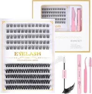 Cluster Lashes Individual Lashes Wide Stem C/D Curl 9-15mm Length Diy Eyelash Extension Individual Soft False For Personal Use At Home