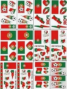 80pcs 2026 World Cup Stickers Temporary Tattoos,14pack Portugal Soccer Theme Stickers Non-Repeating, World Cup Portugal Team Fans,Soccer Sports Party Favors Decorations