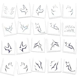 K-Pop Demon Temporary Tattoos 60 Pcs - Anime Hunter Halloween Cosplay Costume Temporary Tattoos Purple And Laser Multicolor Stripes Tattoos 13+
