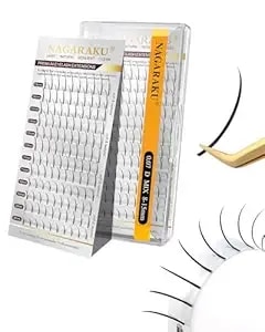 Nagaraku Spikes Eyelash Extensions Wispy Lash 0.07mm D Curl 8-15mm Mix Tray Premade Fan Matte Black Individual Ellipse Spikes Fans Fairy Eyelashes Diy Cluster Classic Lash Professional Lashes Supplies