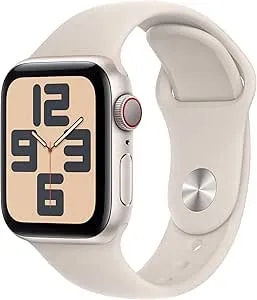 Apple Watch SE (2nd Gen) [GPS + Cellular 40mm] Smartwatch With Starlight Aluminum Case With Starlight Sport Band S/M (Renewed)