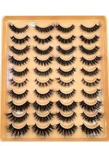 Diy Eyelash 20 Pairs D-Curl Cat Eye Lashes - 3d Faux Mink Wispy/Striped Styles, Natural-Looking Fluffy Russian Strip Lashes, Reusable Extension Look (mix05)
