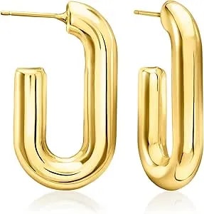 Ross-Simons 14kt Yellow Gold-Plated Paper Clip Link Hoop Earrings