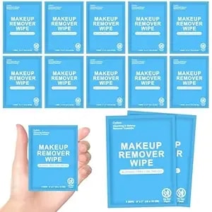 20 Count Makeup Remover Wipes Bulk Individually Wrapped, Travel Size Individual Gentle Cleansing For Face, Mascara, Lipstick