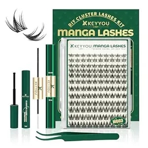 Keyyou Lash Manga Lash Clusters Kit 8-18mm Eyelash Clusters Kit Diy Lash Extension Kit Natural Fairy Cluster Lashes With Lash Bond Seal Remover Applicator Soft Thin Band(mg03)