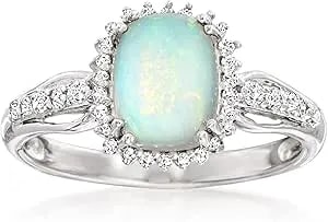 Ross-Simons Ethiopian Opal And .35 Ct. T.W. White Topaz Ring In Sterling Silver