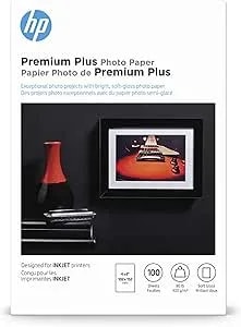 Hp Premium Plus Photo Paper, Satin, 4x6 In, 100 Sheets (cr666a)