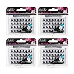 Ardell Individual Lashes False Eyelashes Double Up Soft Touch - Long, Black, Diy Lash Clusters, Reusable Eyelash Extensions, 4 Pack