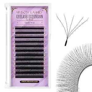 Arison Lashes 5d W Shape Eyelash Extension Natural Soft Volume Premade Fans Faux Mink Matte Black Cluster 12 Rows(5dw-0.07-C-8-15mix)